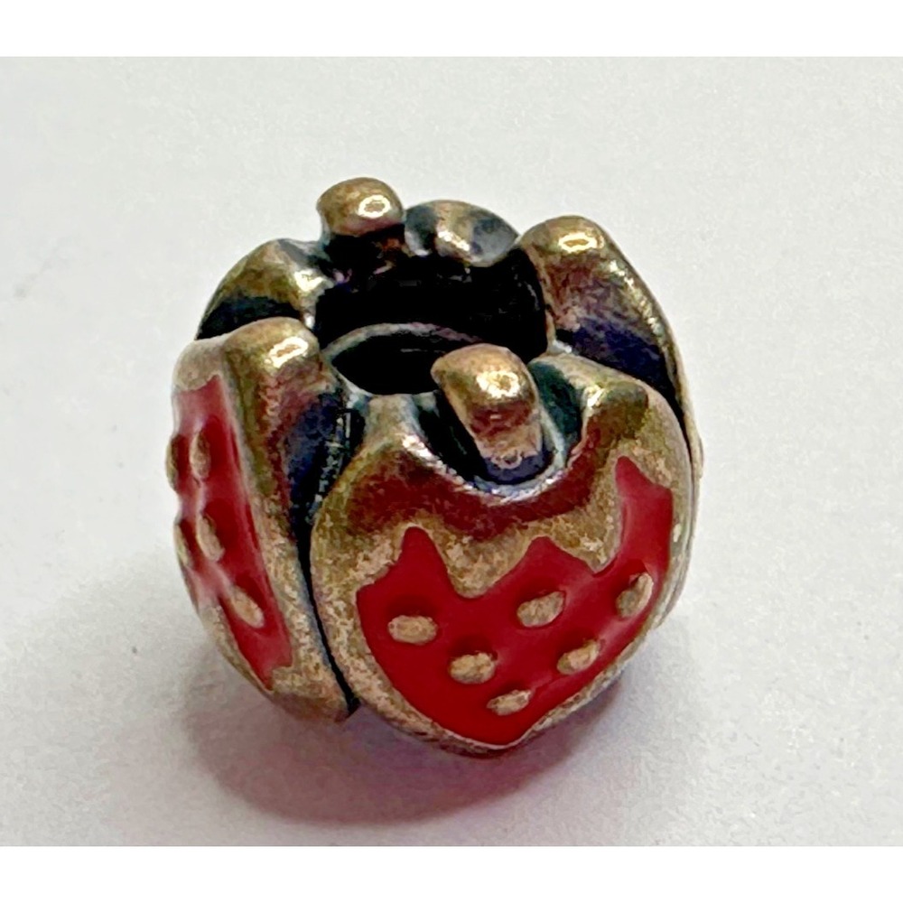Vintage Pandora Sweet Strawberry Bead Charm ALE 925 Sterling Silver